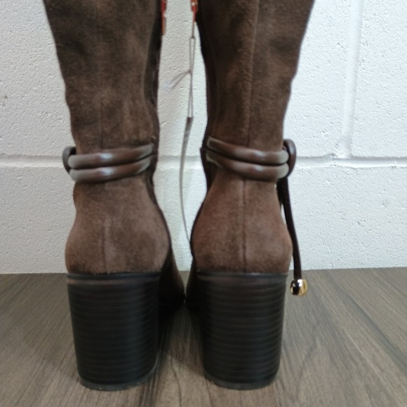 Dolce Vita Brown Suede Knee High Western Boots Pointed Toe Block Heel Zip Size 5 - Picture 6 of 16